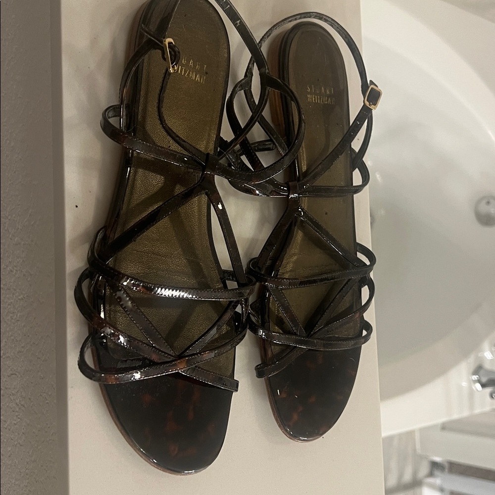Stuart Weitzman Tortoiseshell Strappy Sandals size 11